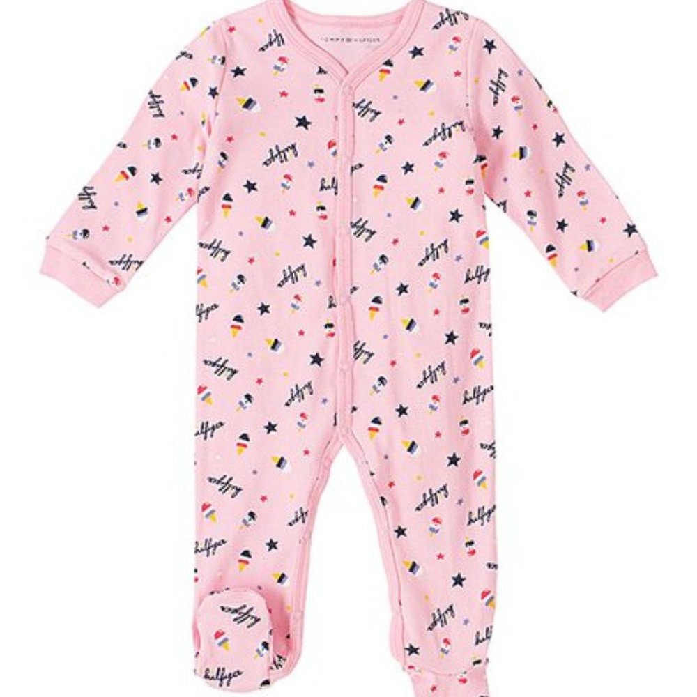 Newborn Tommy Hilfiger Pink Ice Cream Logo Footie